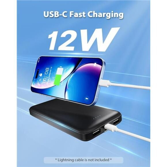 2 Pack 10000mAh Portable Charger USB C Fast Charging Power Bank for Phone - Picture 3 of 7